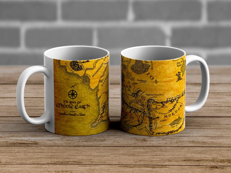 Lord of the Rings Gospodar Prstenova Middle Earth Srednja Zemlja Mapa Šolja