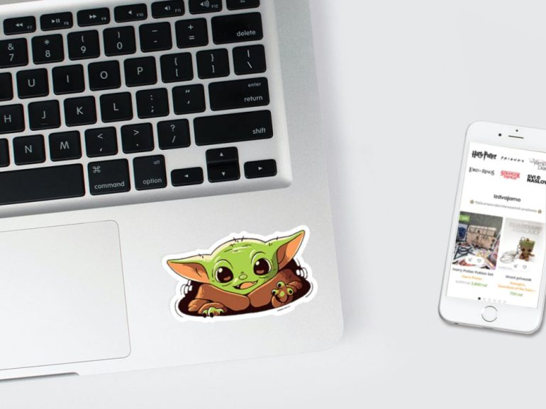 Baby Yoda 3 stiker za laptop