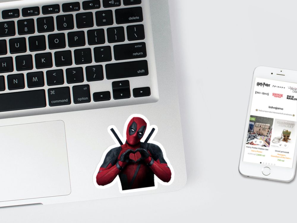 Deadpool srce 3 stiker za laptop Deadpool srce 3 stiker za laptop