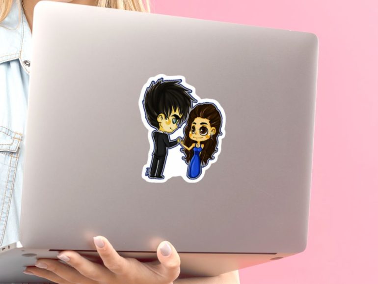 Vampire Diaries Damon i Elena 1 stiker za laptop