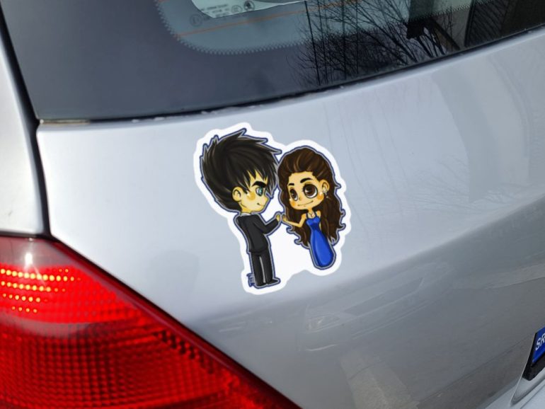 Vampire Diaries Damon i Elena 2 stiker za laptop