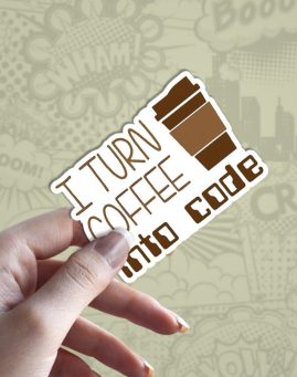Coffee into code stiker za laptop
