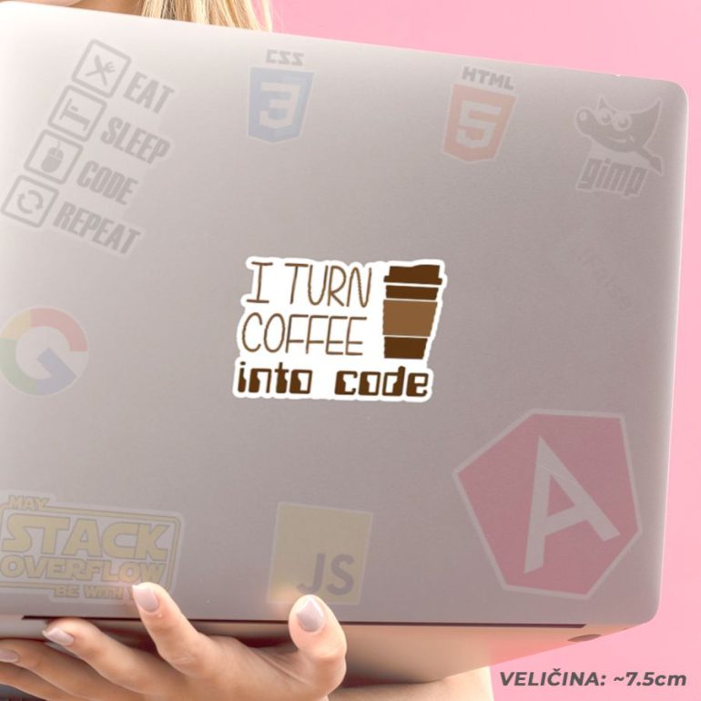 Coffee into code stiker za laptop
