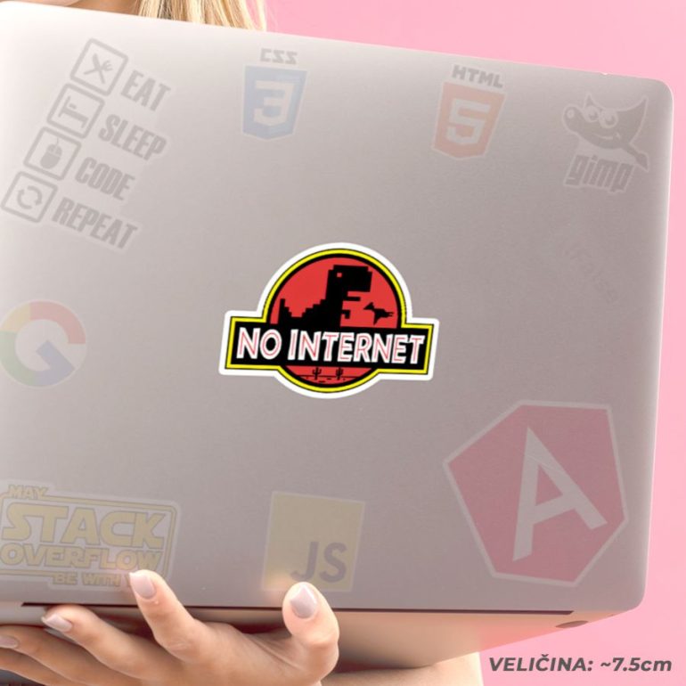 Dino No Internet stiker za laptop