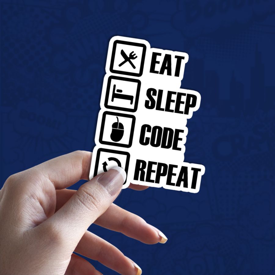 Eat Sleep Code Repeat stiker za laptop Eat Sleep Code Repeat stiker za laptop