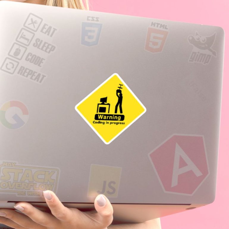 Coding in progress stiker za laptop auto