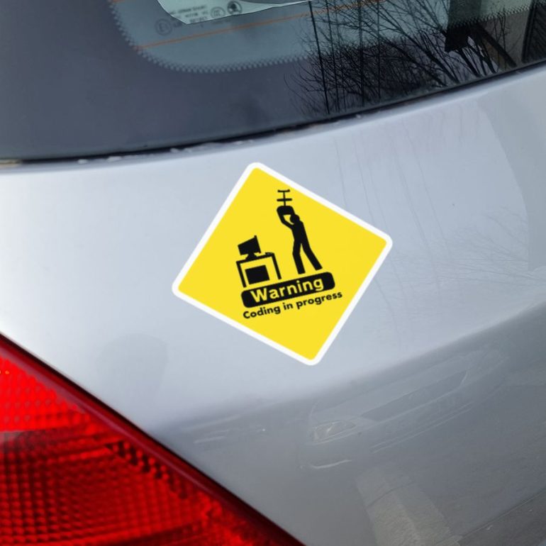 Coding in progress stiker za laptop auto