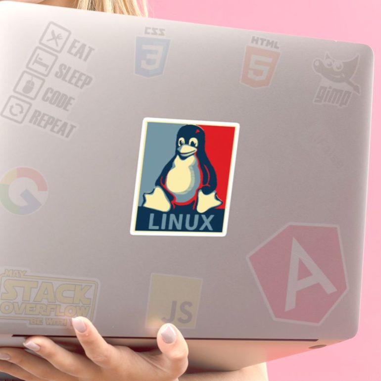 Linux retro stiker za laptop auto