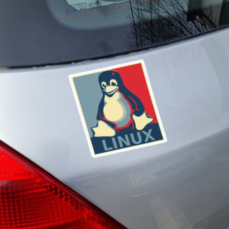 Linux retro stiker za laptop auto