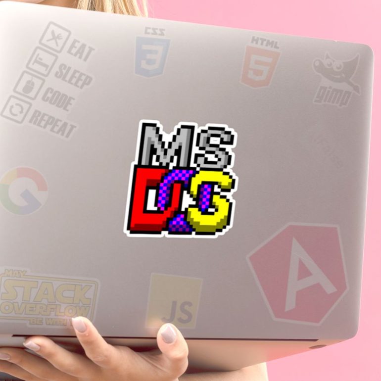 MSDOS bit stiker za laptop auto