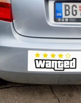 Wanted nalepnica stiker za auto