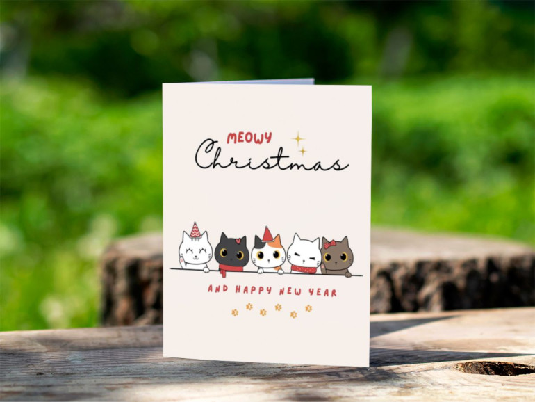 Meowy Christmas cestitka