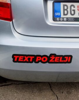 Auto stiker sa tekstom po želji crno crveni