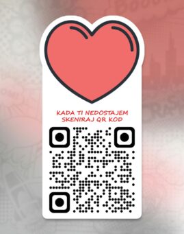 QR kod srce stiker