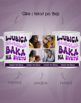 Najbolja baka ime personalizovana šolja sa slikom i tekstom