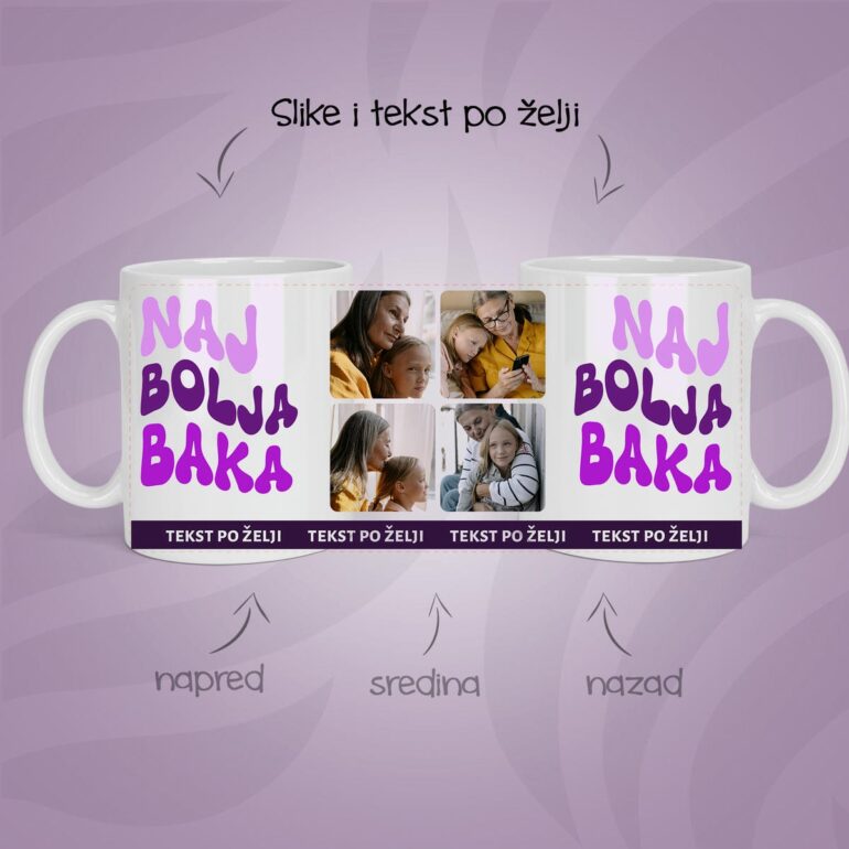 Najbolja baka personalizovana šolja sa slikom i tekstom