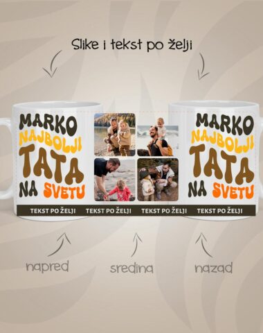 Najbolji tata ime personalizovana šolja sa slikom i tekstom