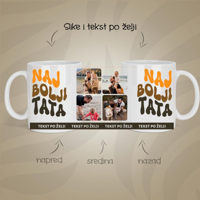 Najbolji tata personalizovana šolja sa slikom i tekstom