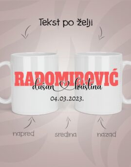 Prezime i imena personalizovana šolja sa slikom i tekstom