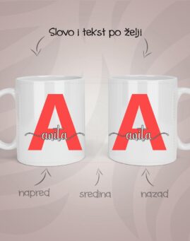 Slovo i ime personalizovana šolja sa slikom i tekstom
